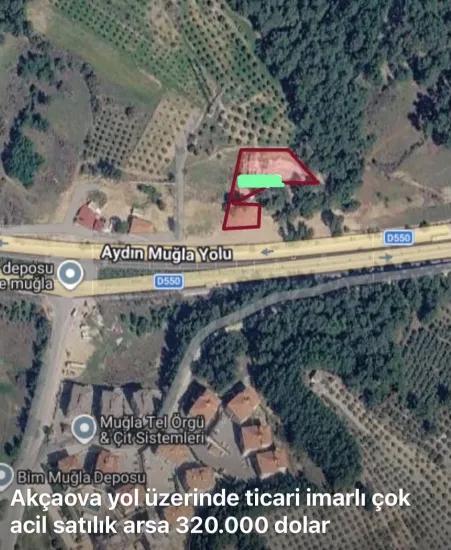 Muğla İzmir Straße entlang acil satılık 2600 m2 kommerziell Baurecht satılık Grundstück