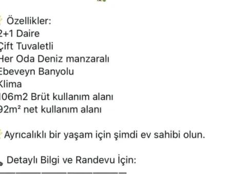 Marmaris Merkezde Denize Sıfır Muhteşem Bir Lokasyonda 2 Oda 1 Salon 106M2 Satılık Yalı Dairesi